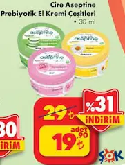 CİRE ASEPTİNE PROBİYOTİK EL KREMİ ÇEŞİTLERİ 30 ML CİRE ASEPTİNE PROBİYOTİK EL KREMİ ÇEŞİTLERİ 30 ML